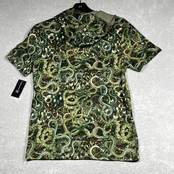 International Concepts Hooded Shirt Mens size X-Small Green Snake Print NWT - Picture 8 of 11